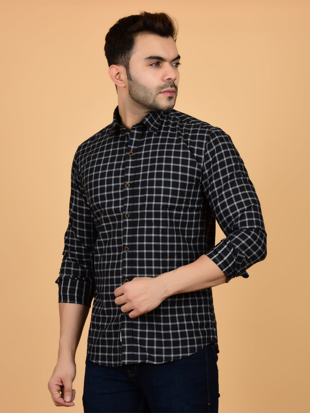 Black Harmony Grid Check Shirt