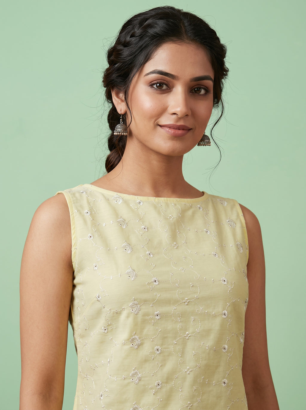 Yellow Embroidered Cotton Set