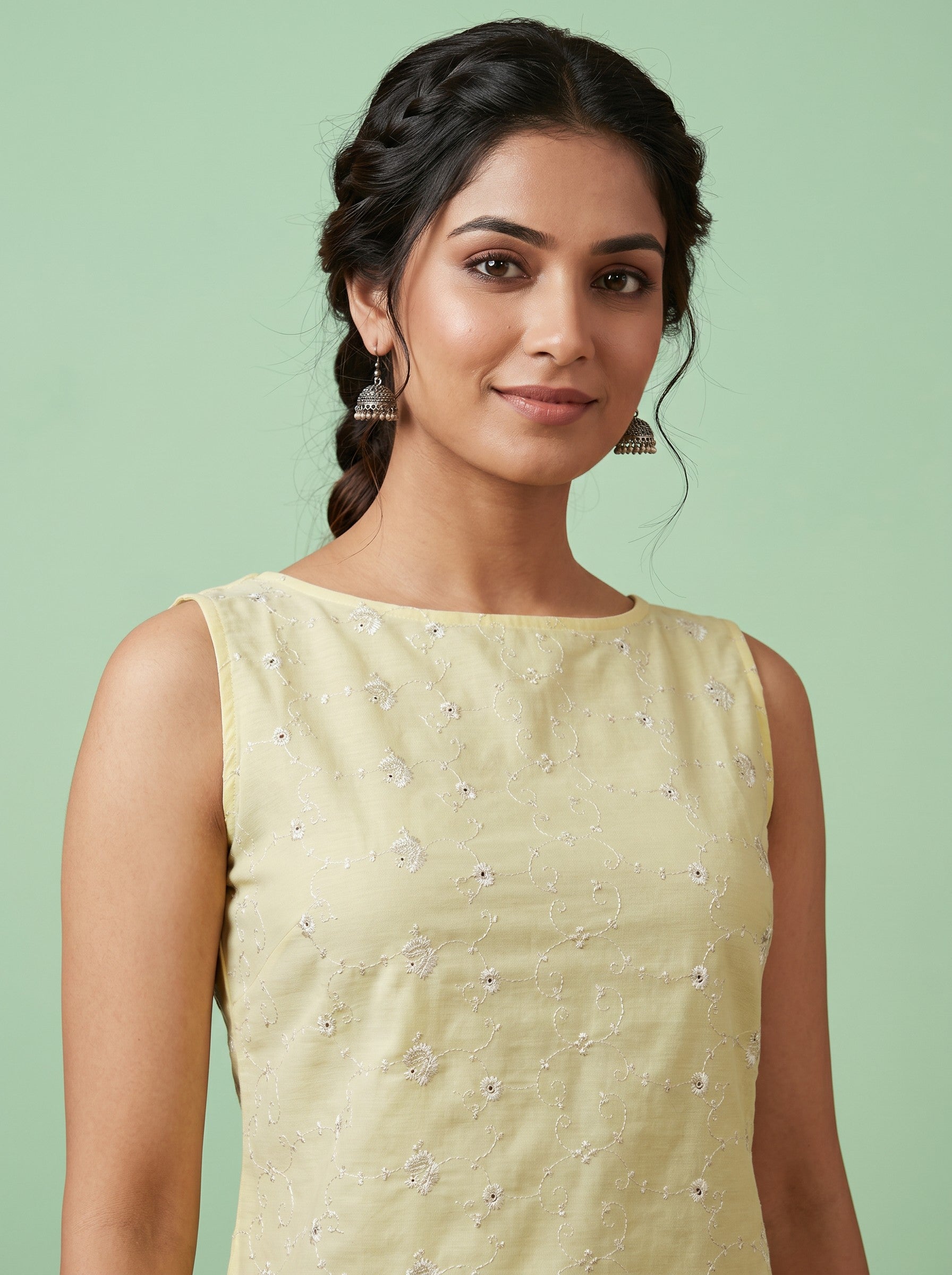 Yellow Embroidered Cotton Set
