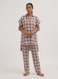 Pink Check Kaftan Top and Pant Co-ord Set
