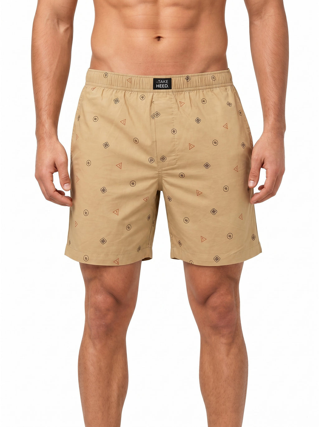 Navigation Icon Sand Beige Printed Boxer