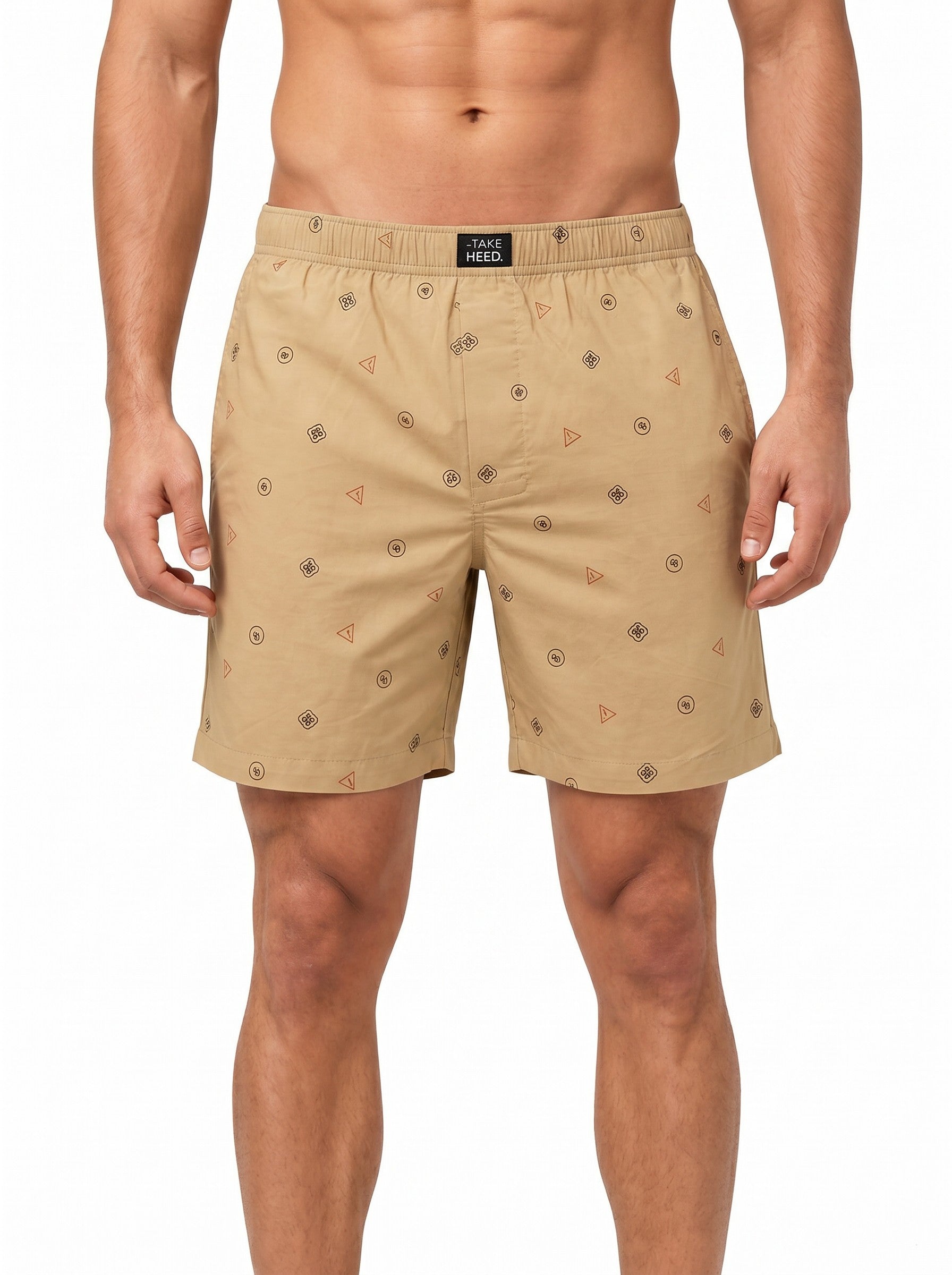 Navigation Icon Sand Beige Printed Boxer
