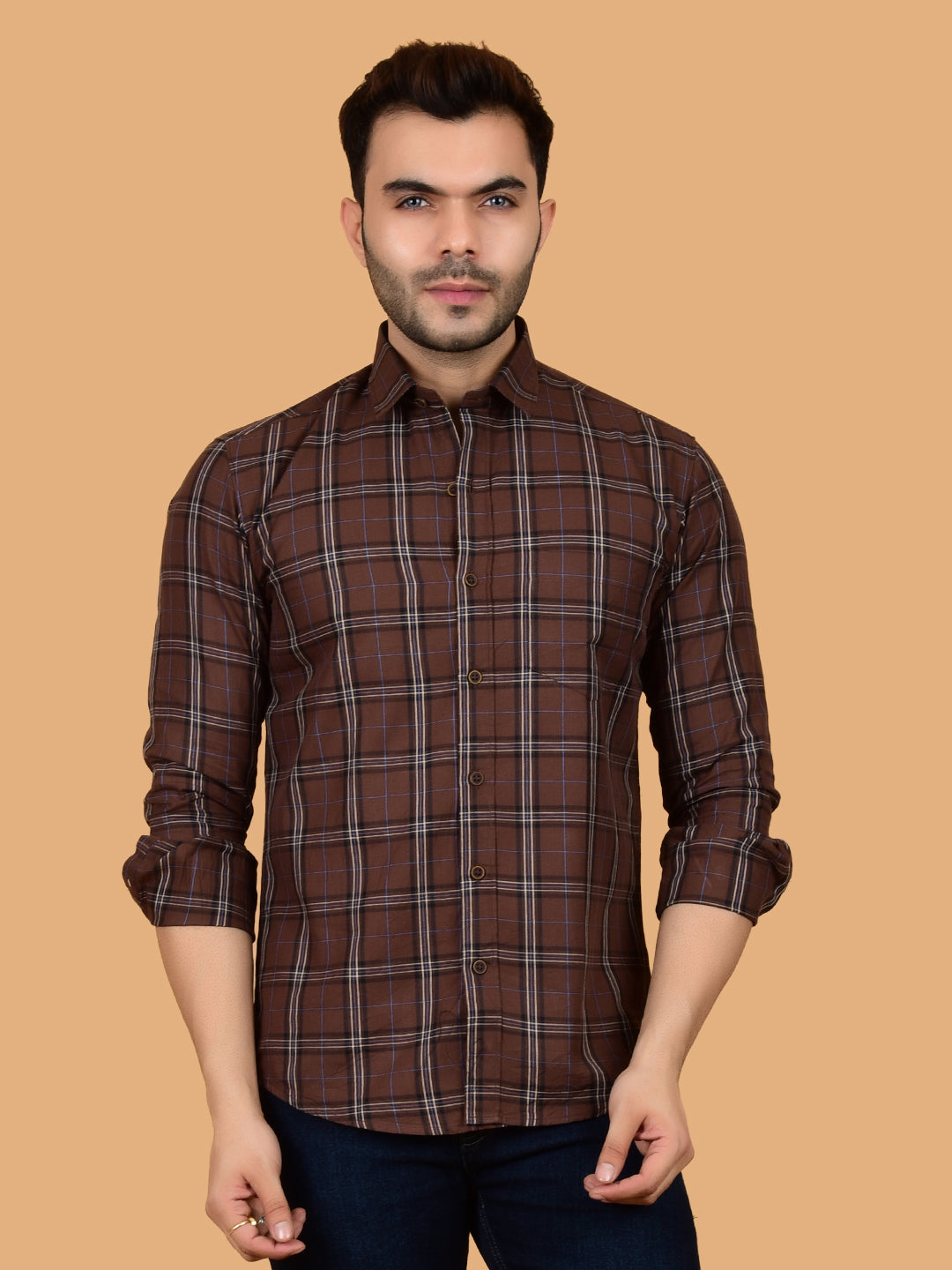 Rustic Charm Plaid Check Mens's Shirt