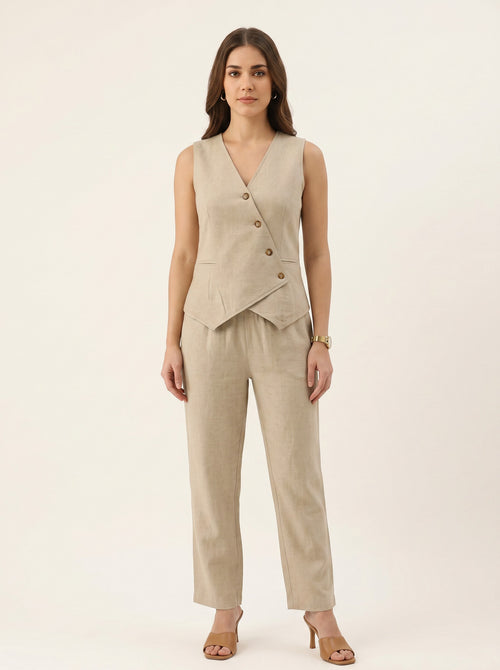 Beige Linen Co-Ord Set