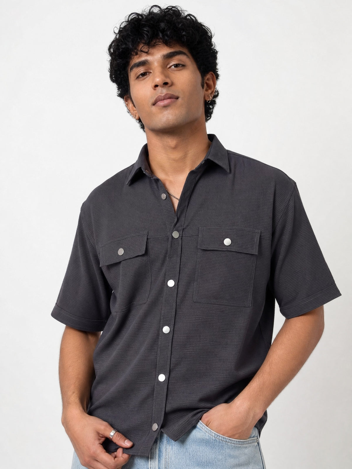 Grey Boxy Fit Shirt