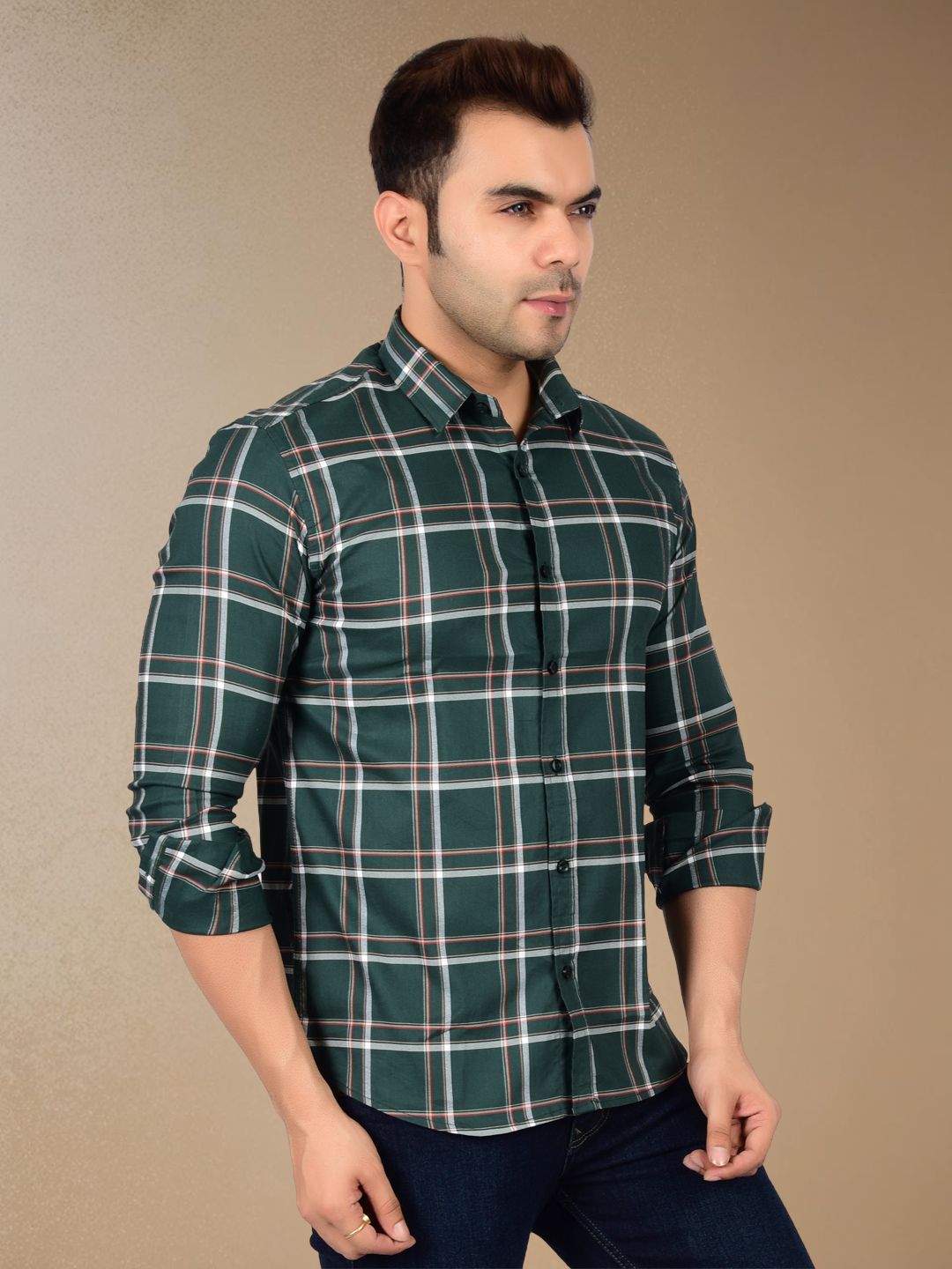 Emerald Green Plaid Check Shirt