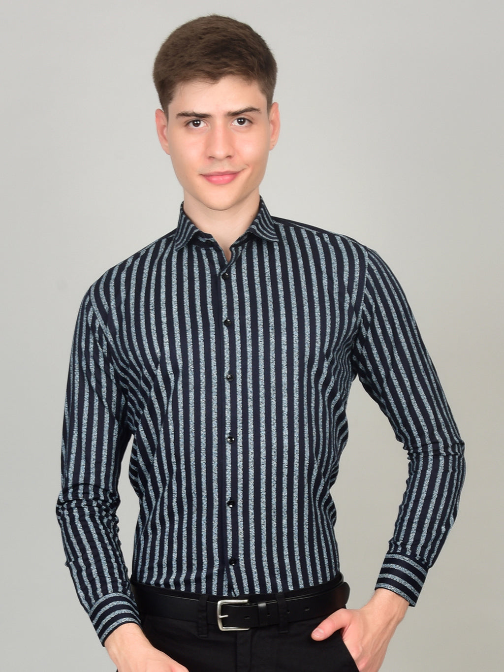 Timeless Stripe Elegance Blue Shirt