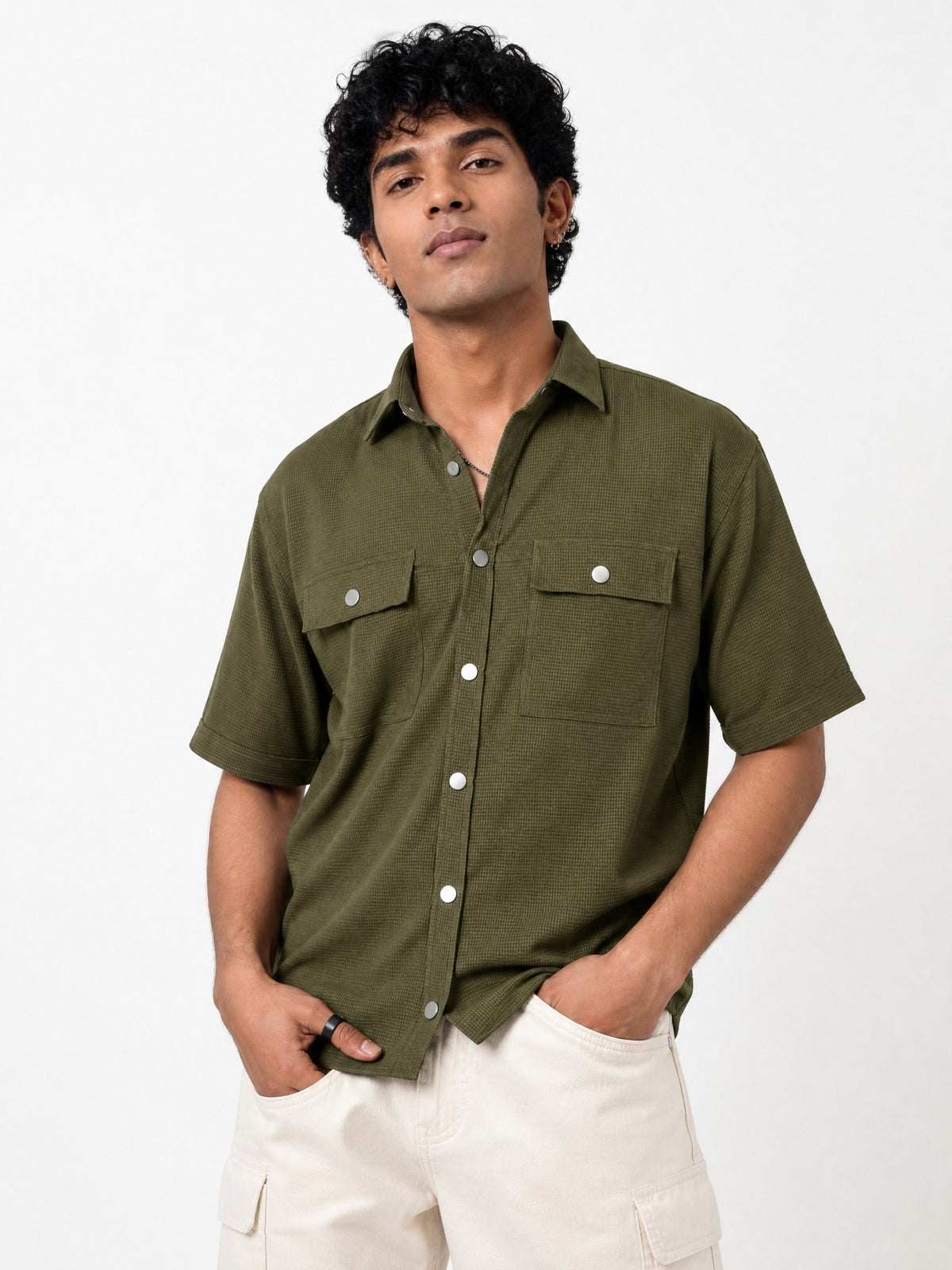 Green Drop Shoulder Shirt