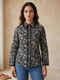 Black Floral Print Lace Top