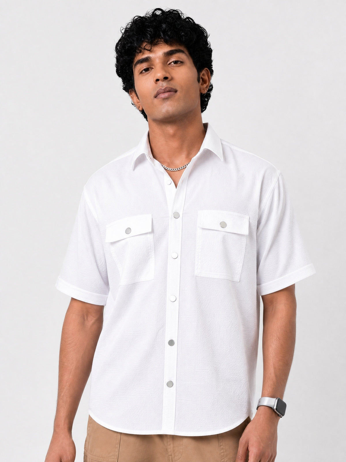 White Double Pocket Shirt