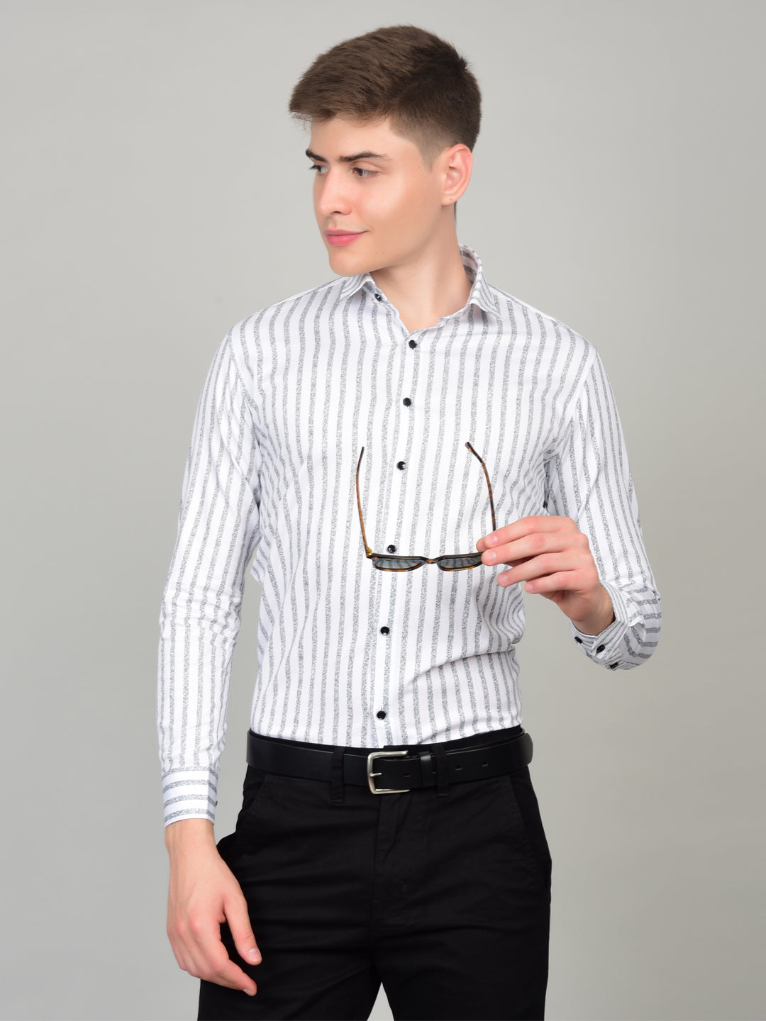 Timeless Stripe Elegance White Shirt