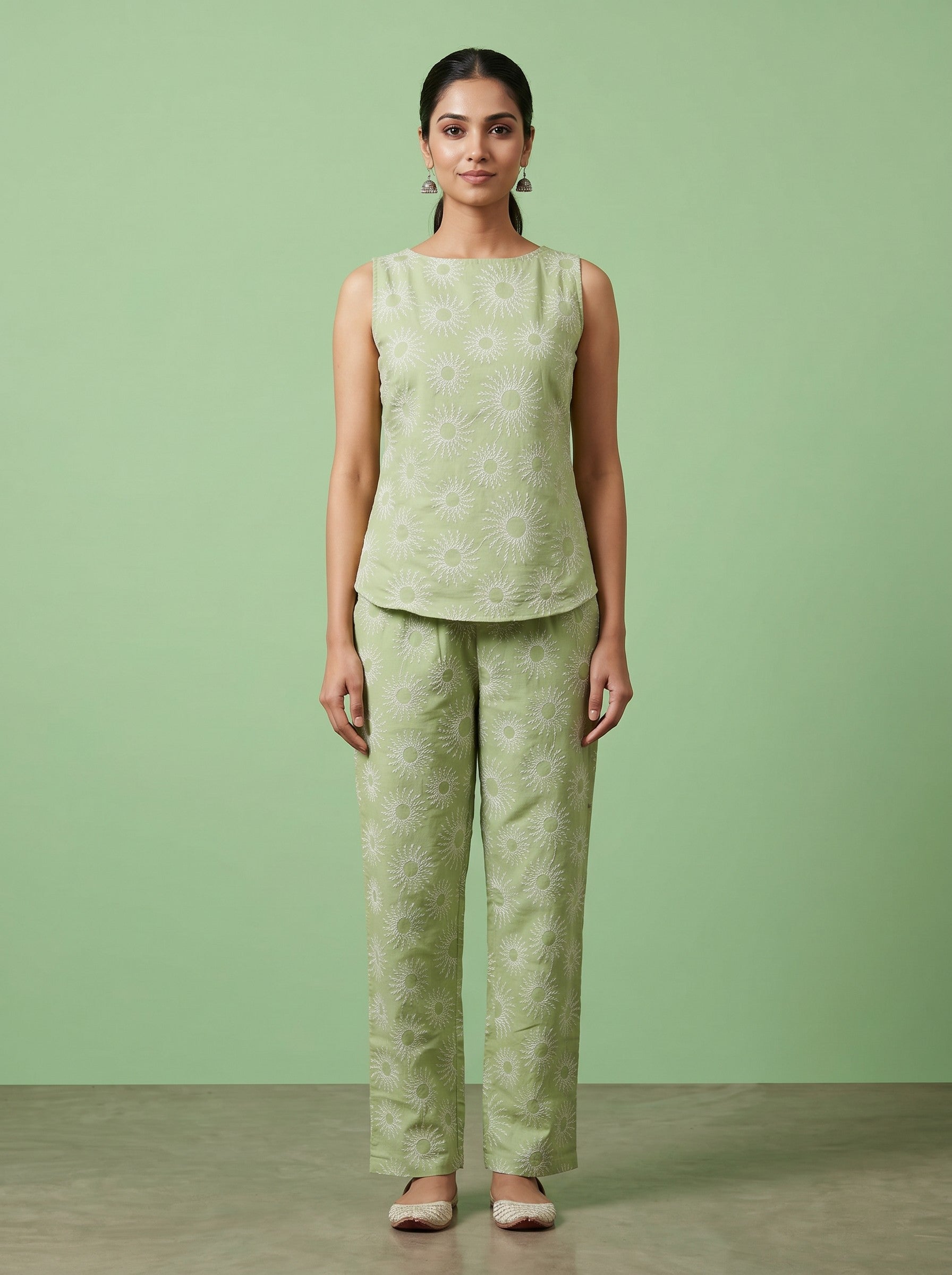 Green Embroidered Co-Ord Set