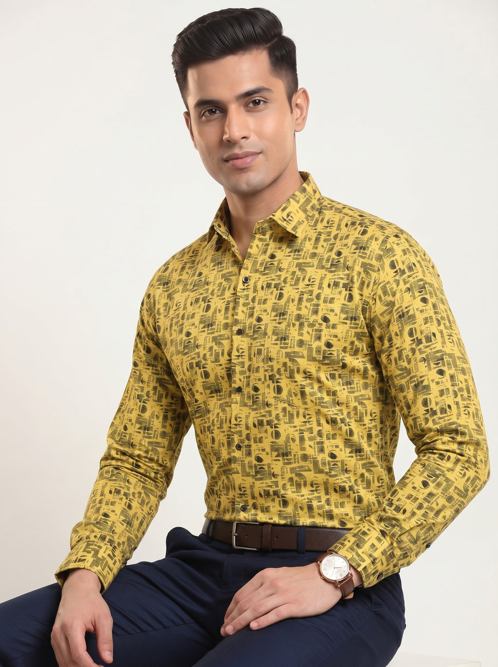 Amber Noir Abstract Print Shirt