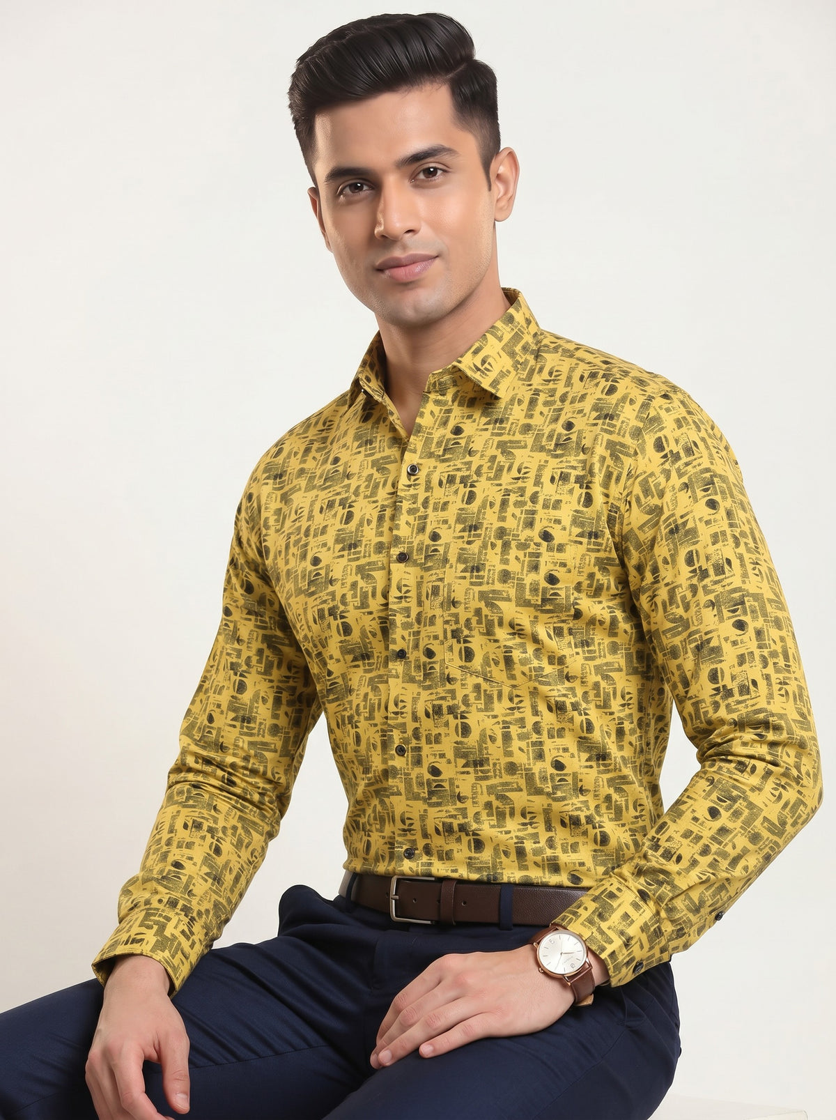Amber Noir Abstract Print Shirt