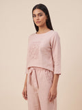 Pink Linen Embroidered Co-ord