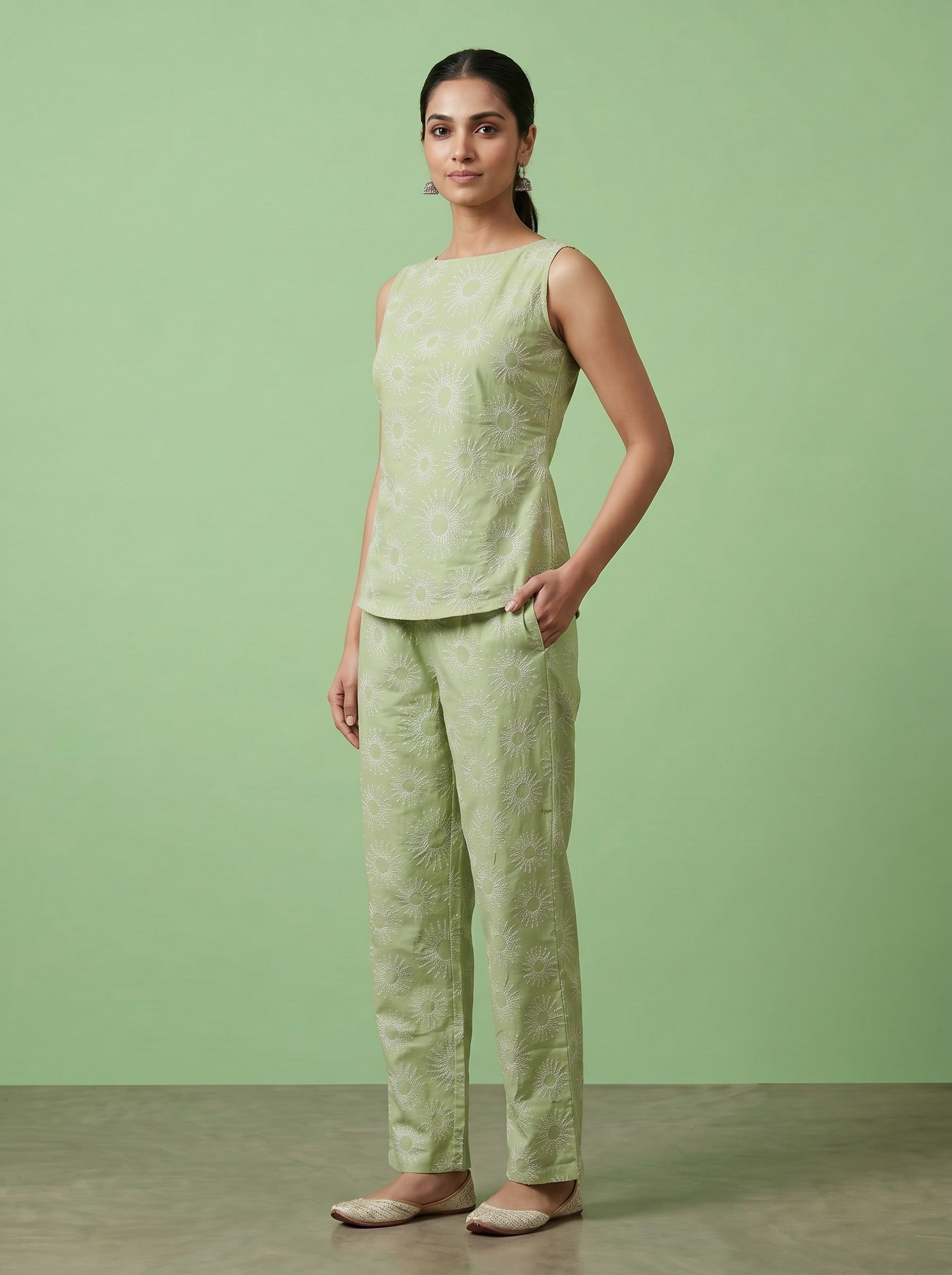 Green Embroidered Co-Ord Set