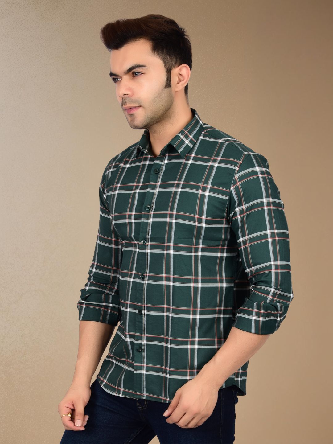 Emerald Green Plaid Check Shirt