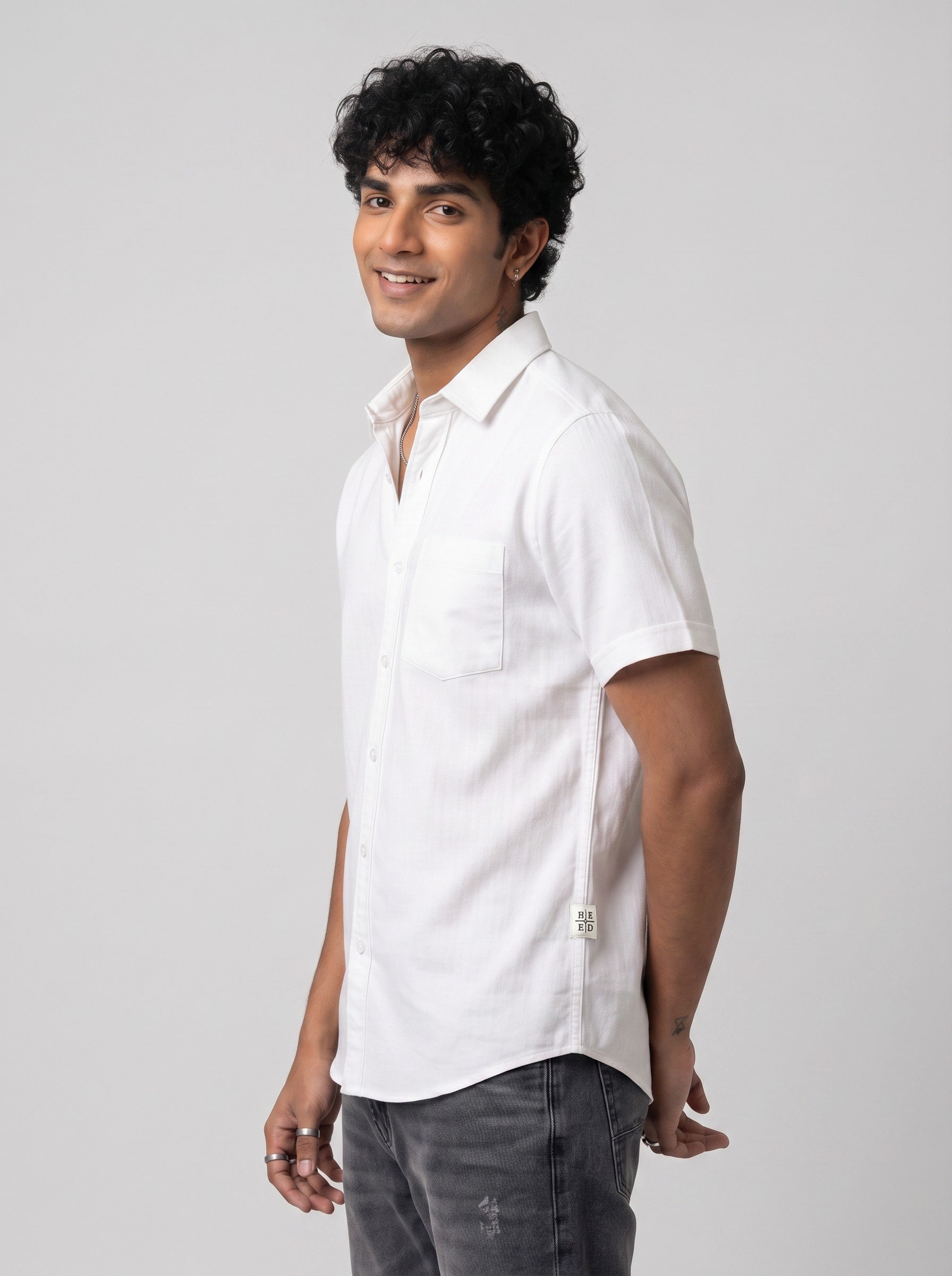 White Half Sleeve Regular Shirt