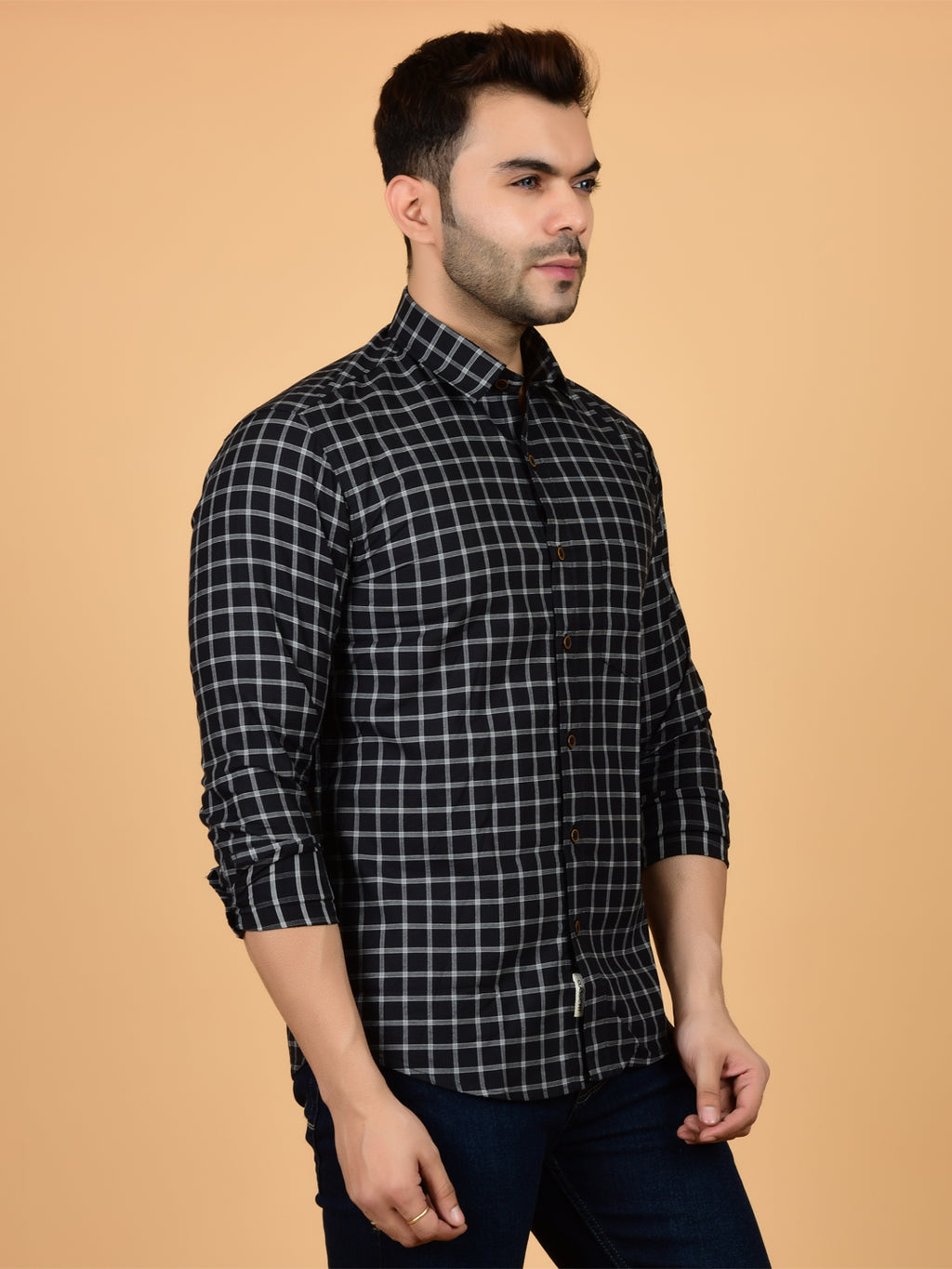 Black Harmony Grid Check Shirt