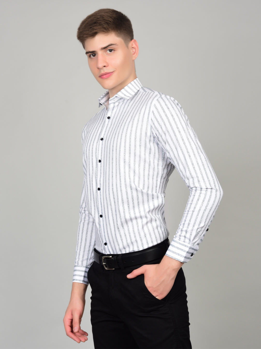 Timeless Stripe Elegance White Shirt