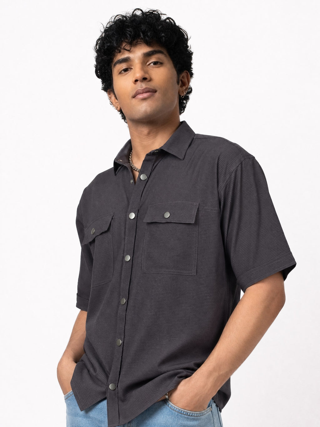 Grey Boxy Fit Shirt