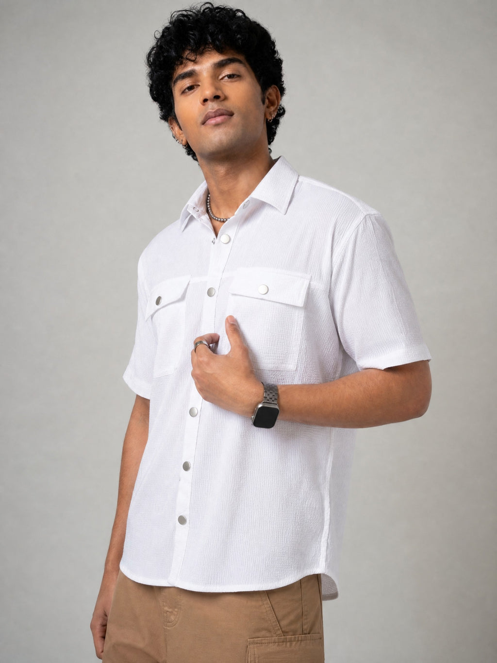 White Double Pocket Shirt