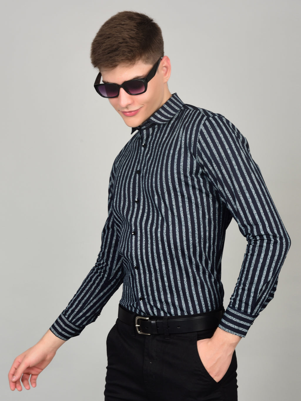 Timeless Stripe Elegance Blue Shirt