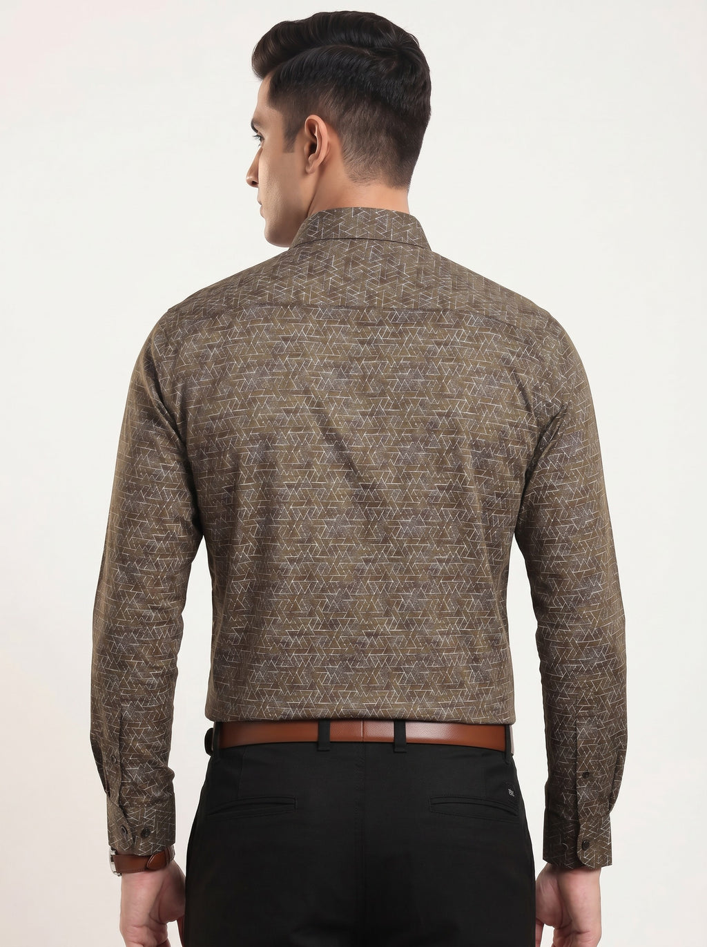 Luxe Geometric Print Brown Shirt