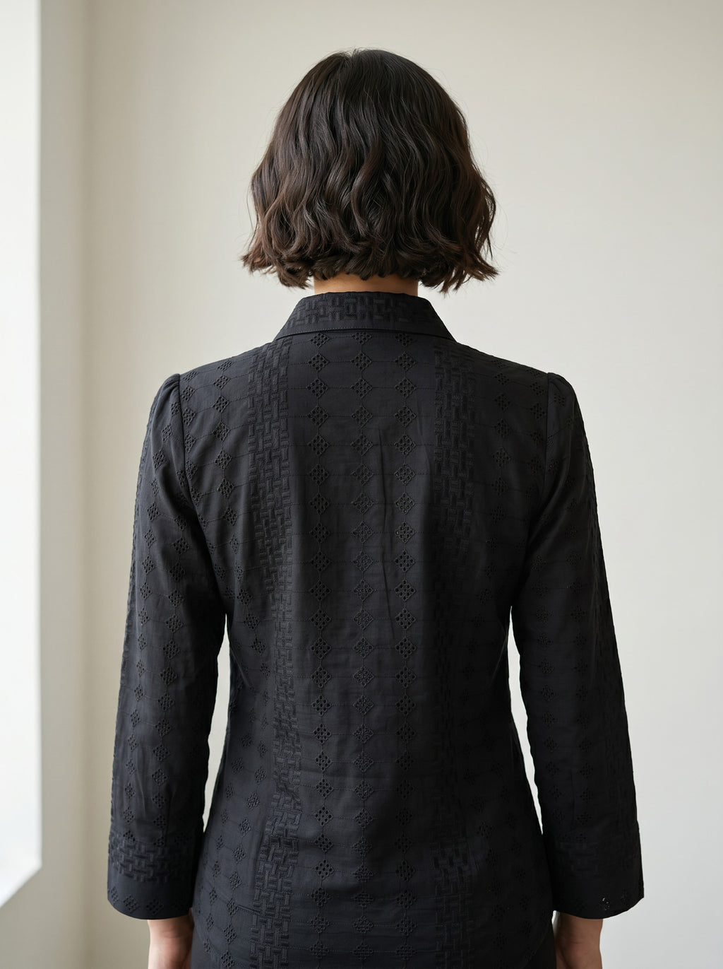 Black Schiffli Cotton Top
