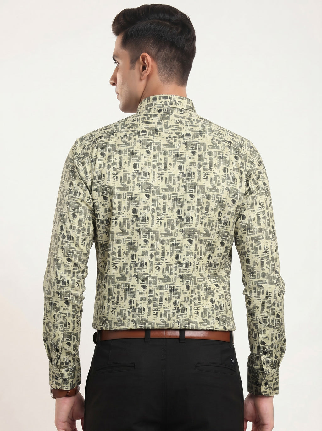 Olive Beige Abstract Print Shirt
