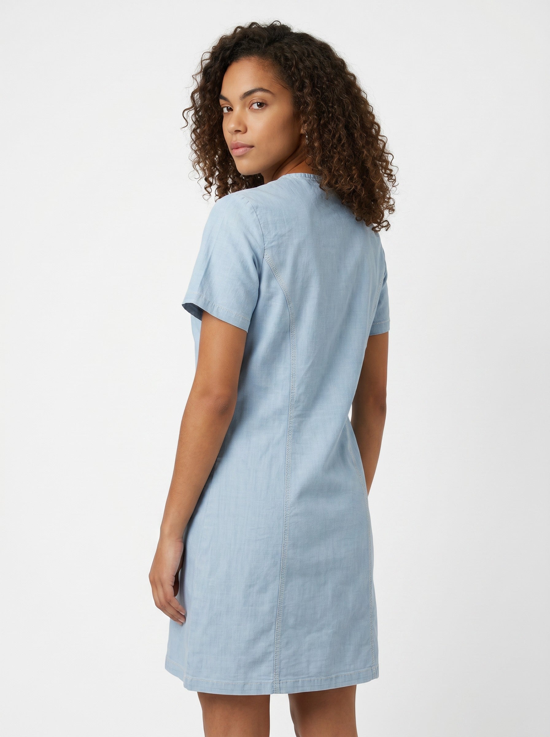 Women V-Neck Denim Tunic