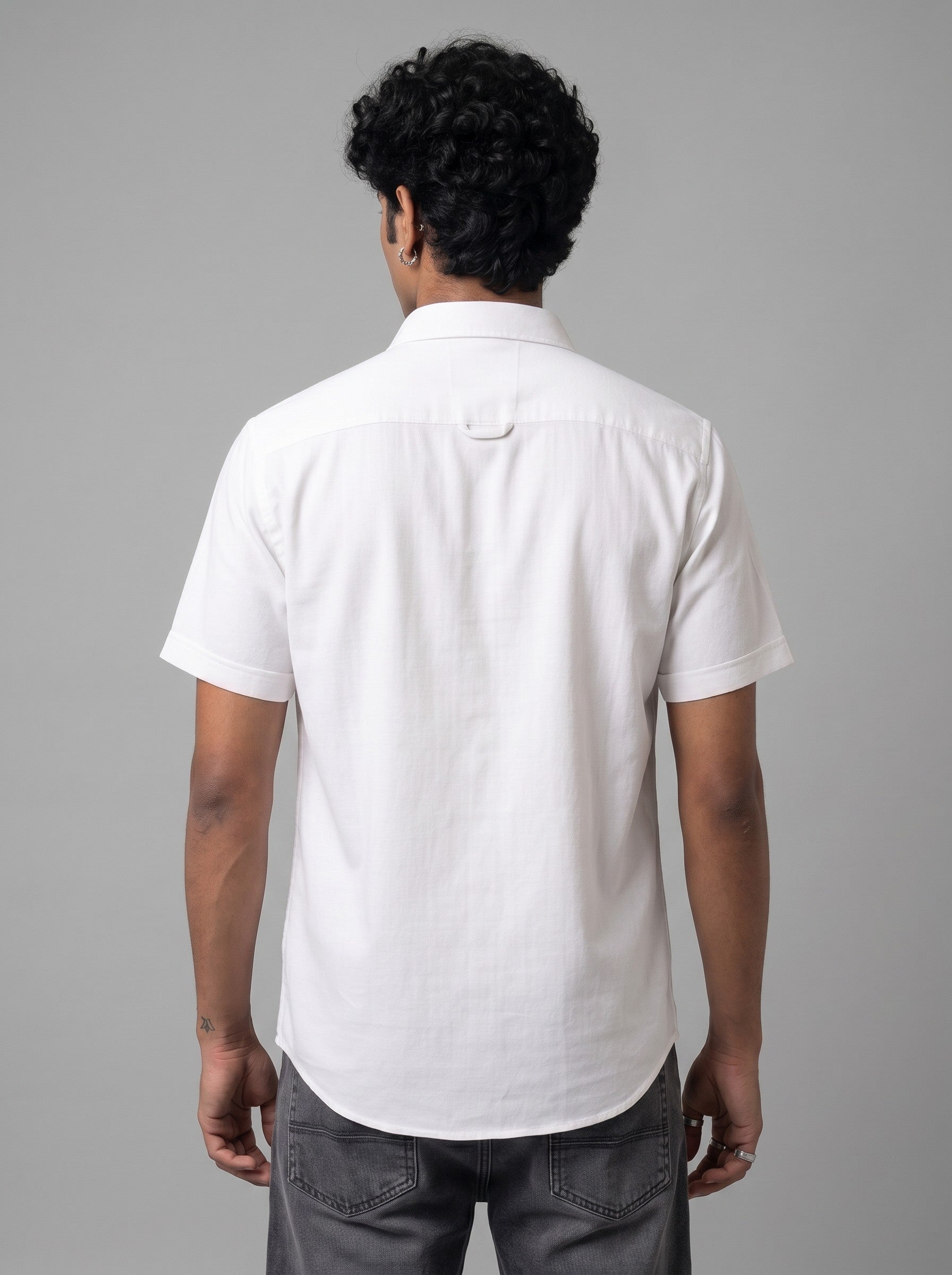 White Half Sleeve Regular Shirt