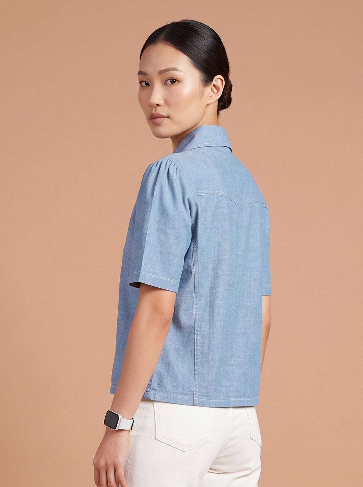 Denim Blue Zip-Up Top