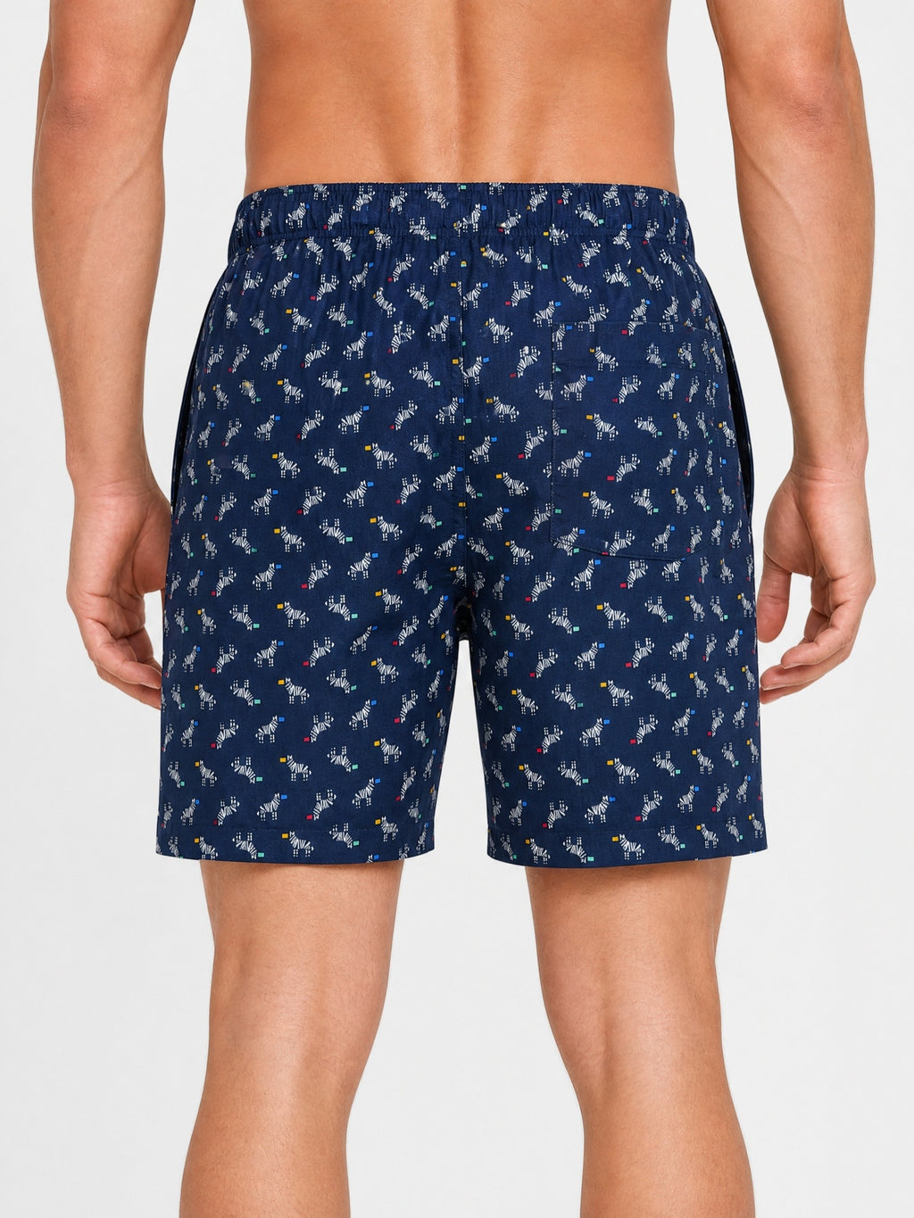 Navy Blue Zebra Printed Boxer Shorts