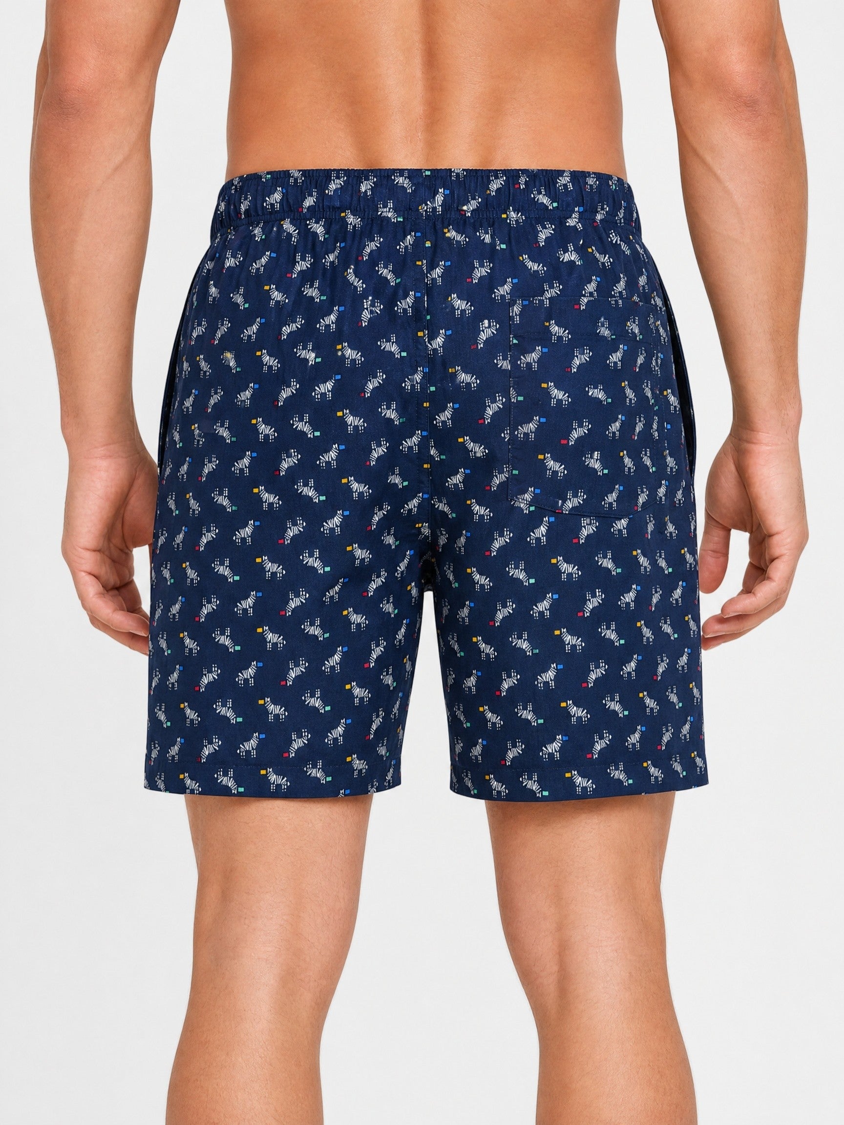 Navy Blue Zebra Printed Boxer Shorts