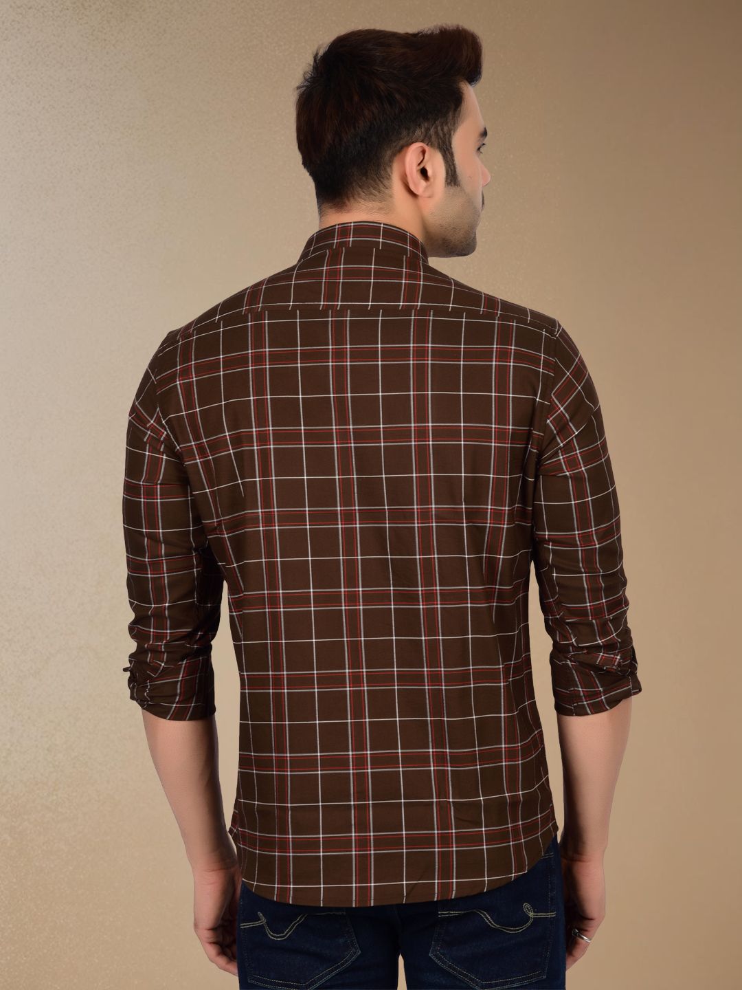 Mocha Brown Plaid Check Shirt