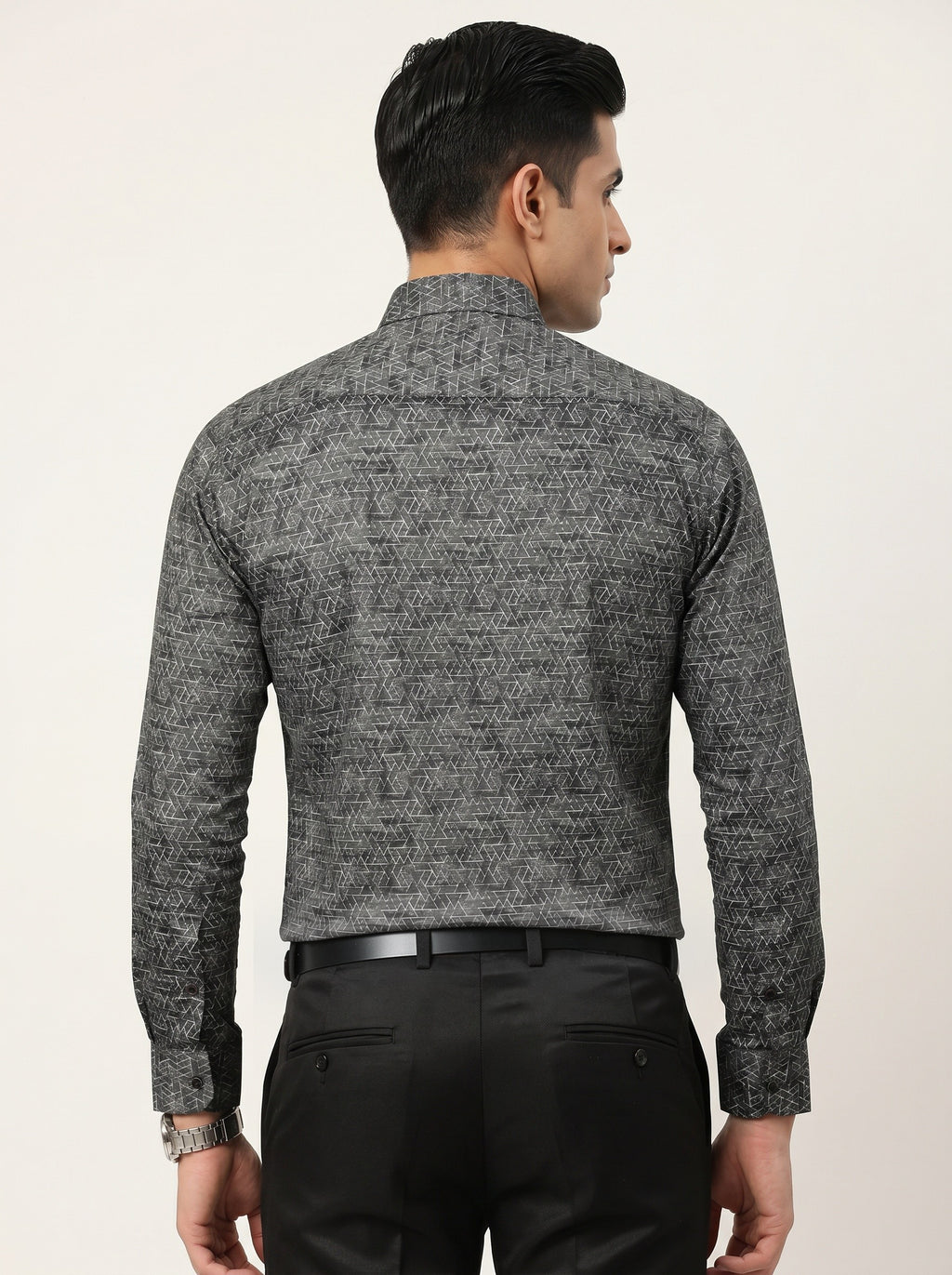 Luxe Geometric Print Grey Shirt
