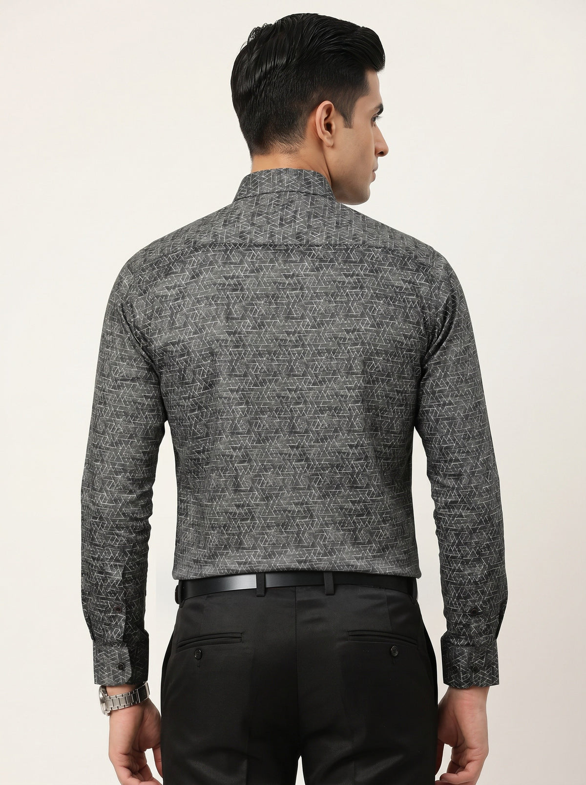 Luxe Geometric Print Grey Shirt