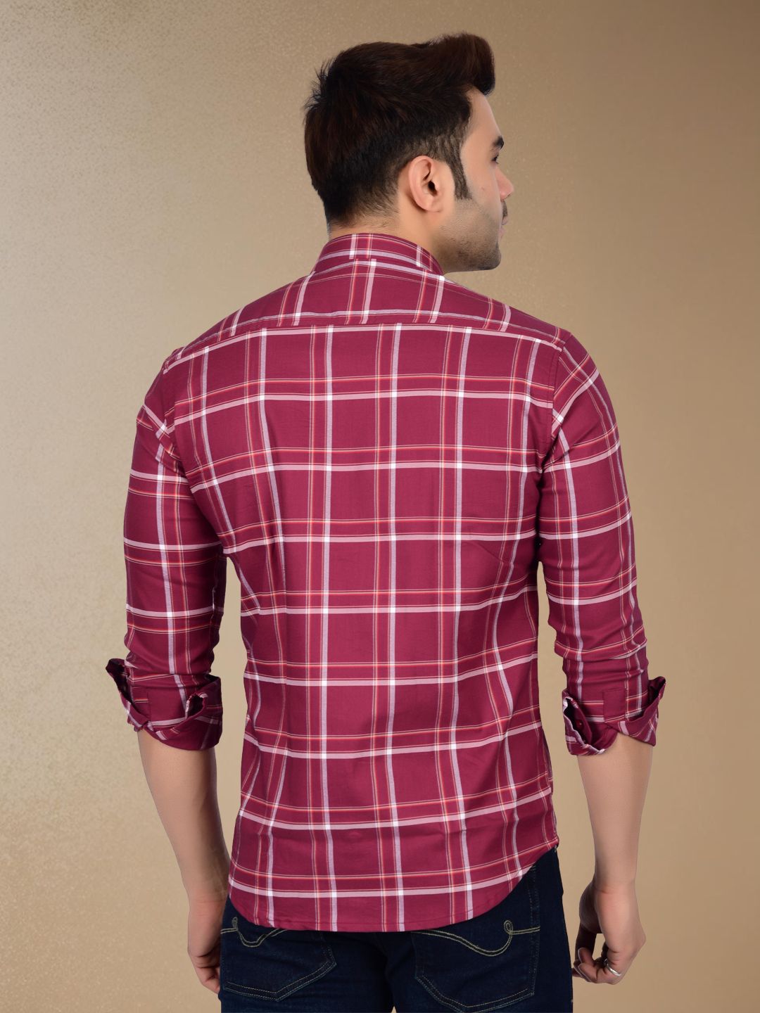 Rich Burgundy Plaid Check Shirt