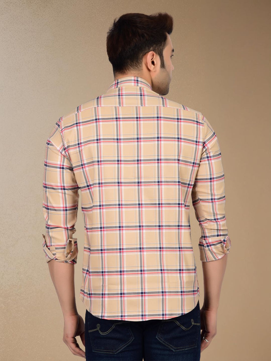Subtle Beige Plaid Check Shirt