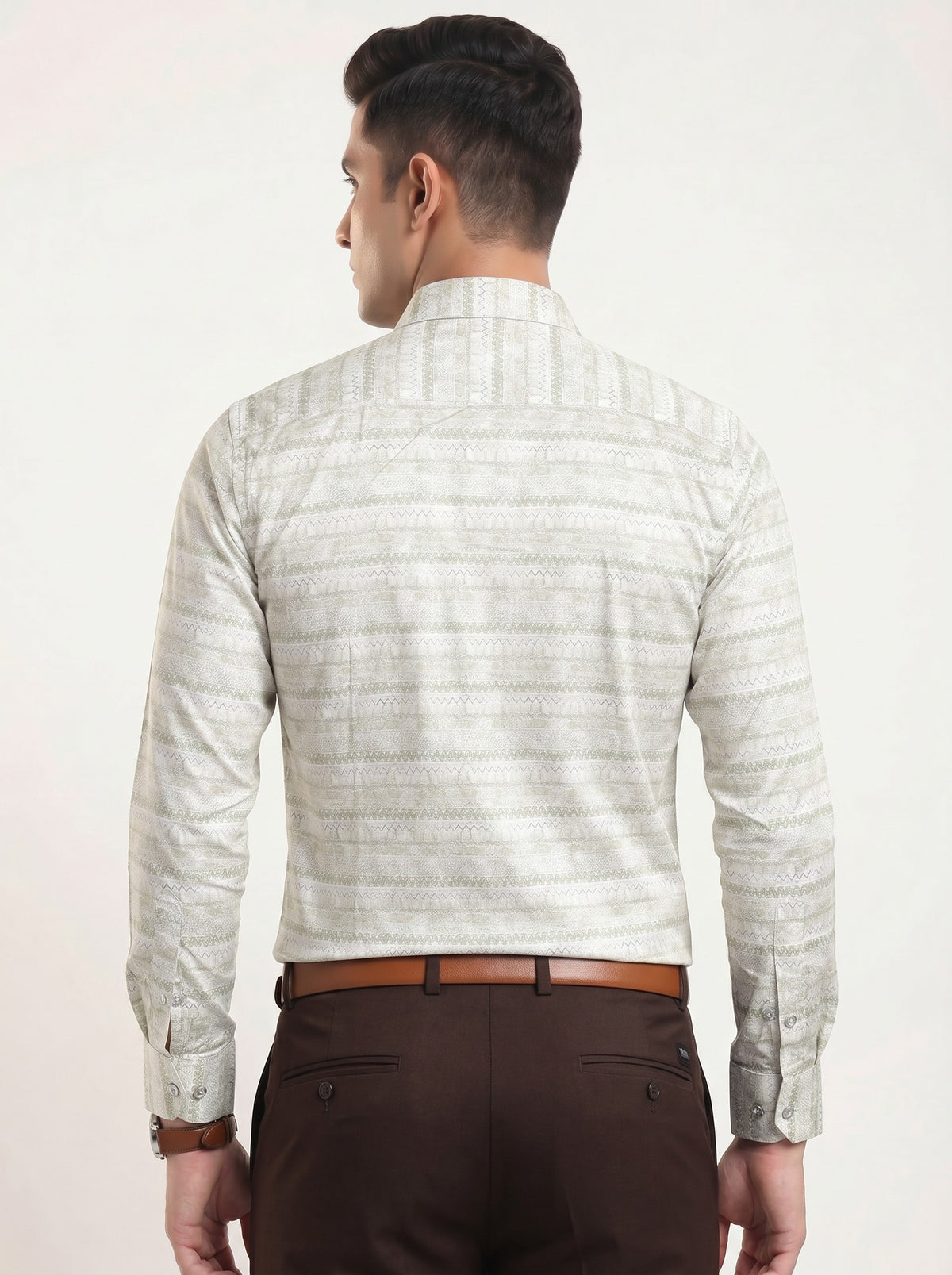 Ivory Green Ethnic Chevron Shirt