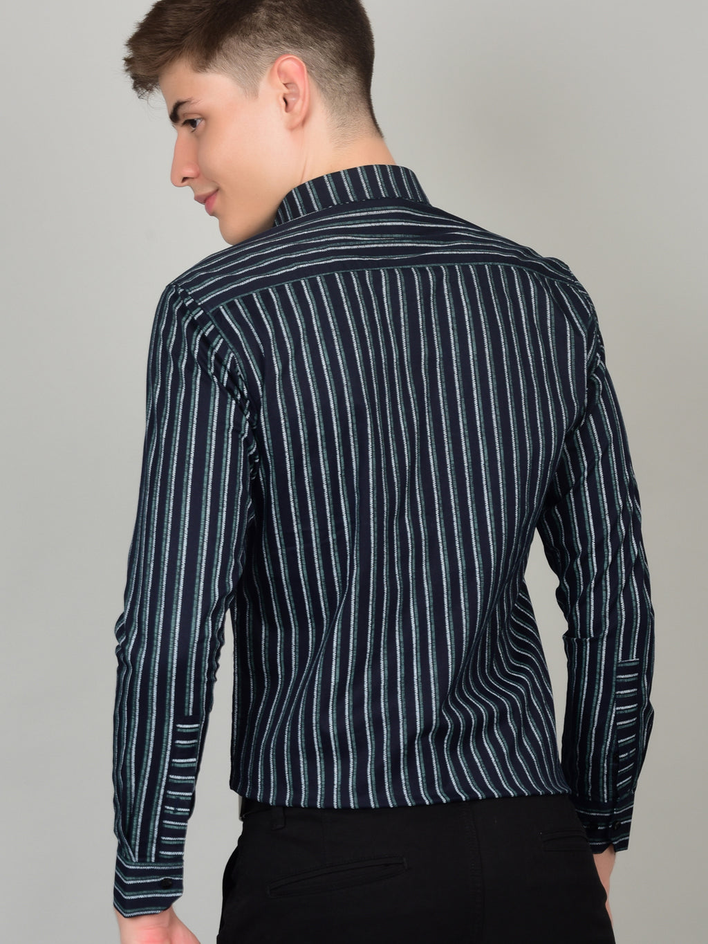 Sleek Stripe Elegance Blue Shirt