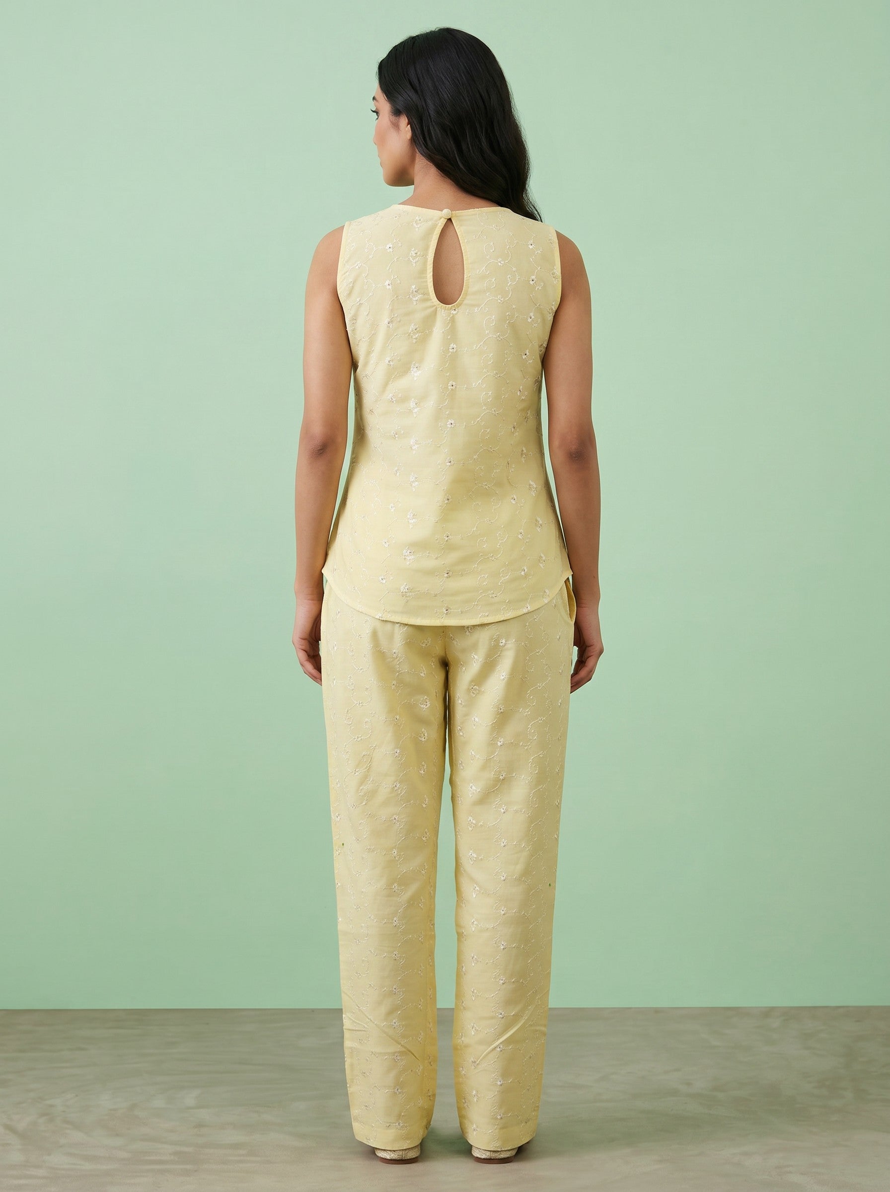 Yellow Embroidered Cotton Set