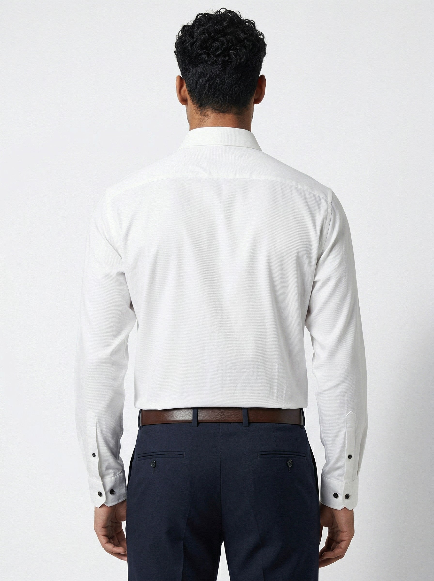 Self Textured White Formal Shirt