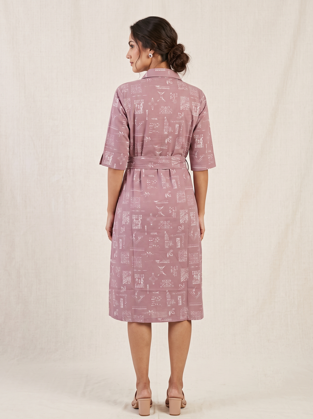 Mauve Printed Shirt Dress