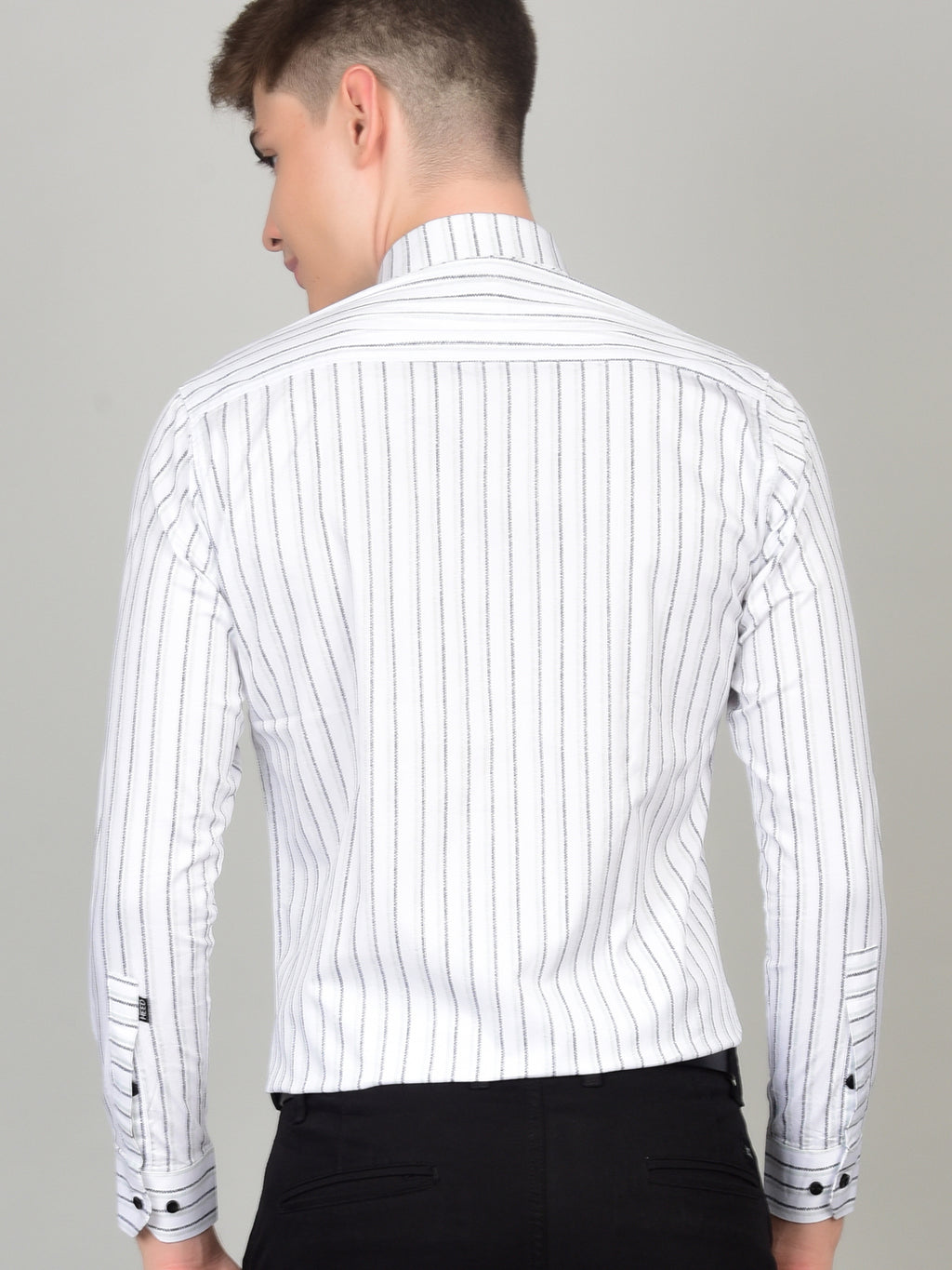 Sleek Stripe Elegance White Shirt