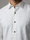 Self Textured White Formal Shirt