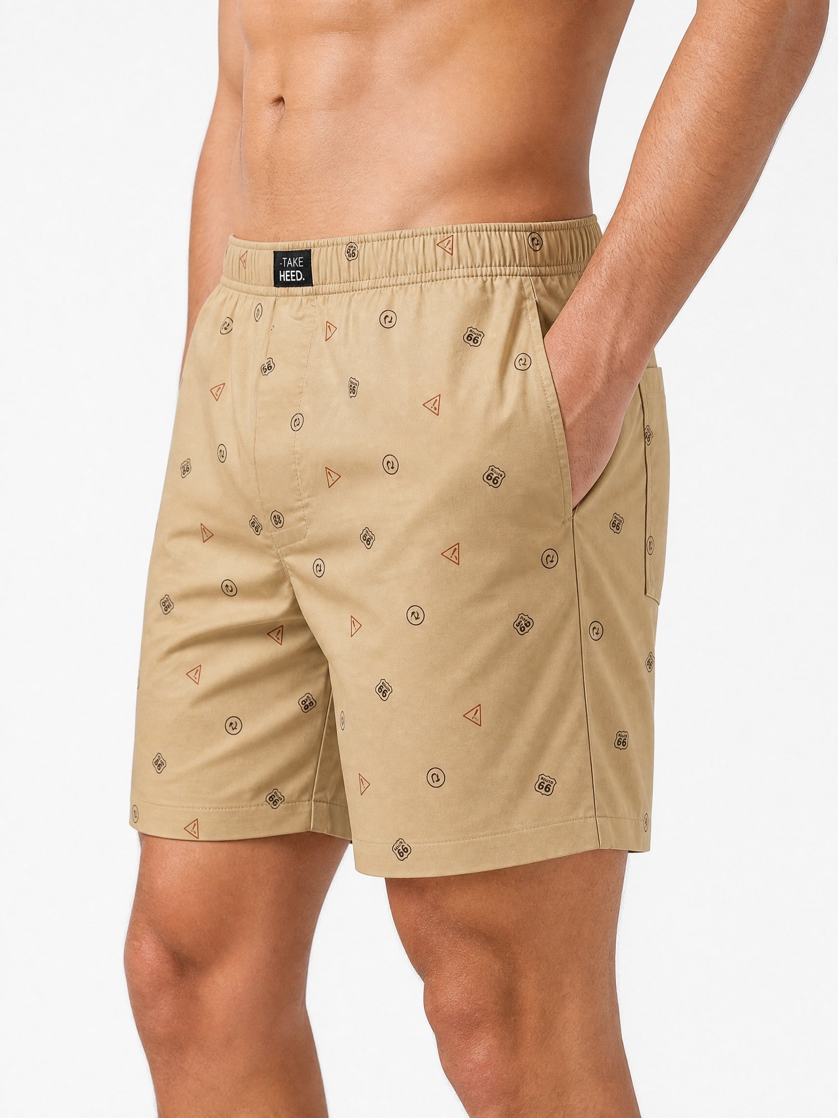 Navigation Icon Sand Beige Printed Boxer