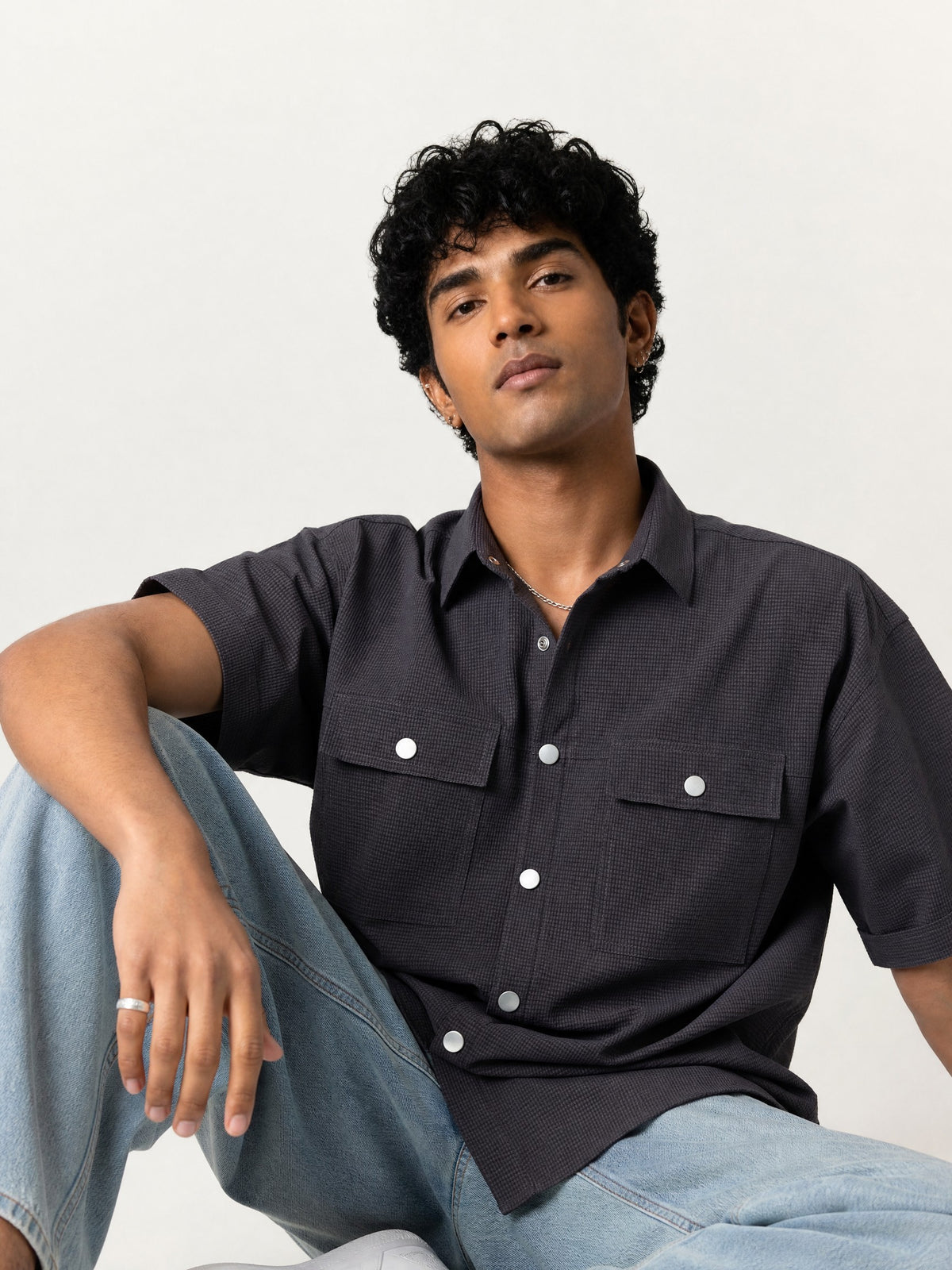 Grey Boxy Fit Shirt