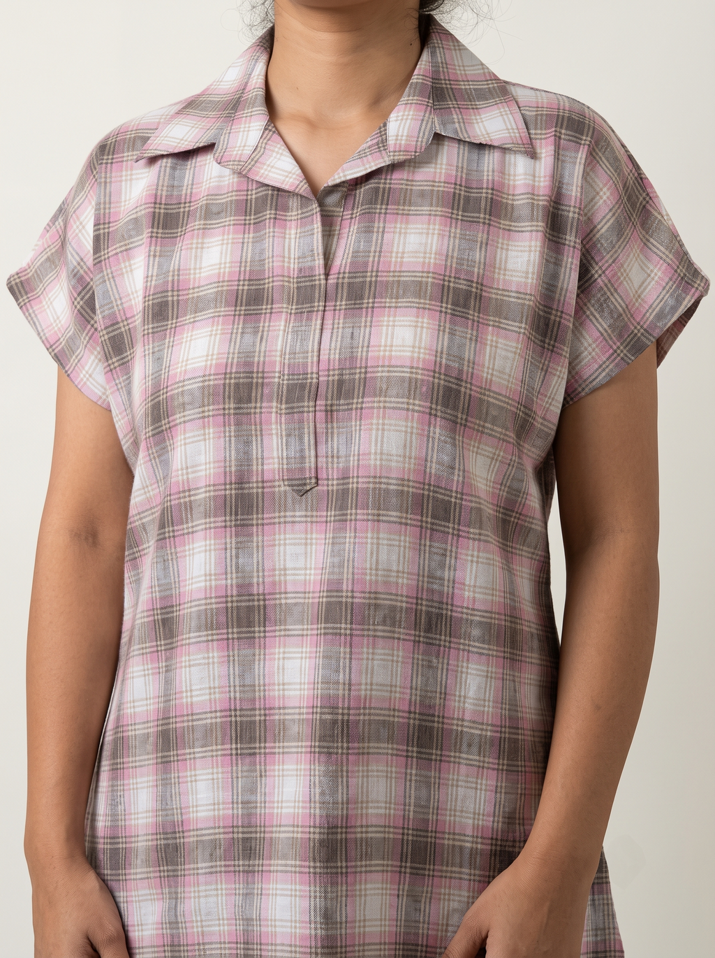 Pink Check Kaftan Top and Pant Co-ord Set